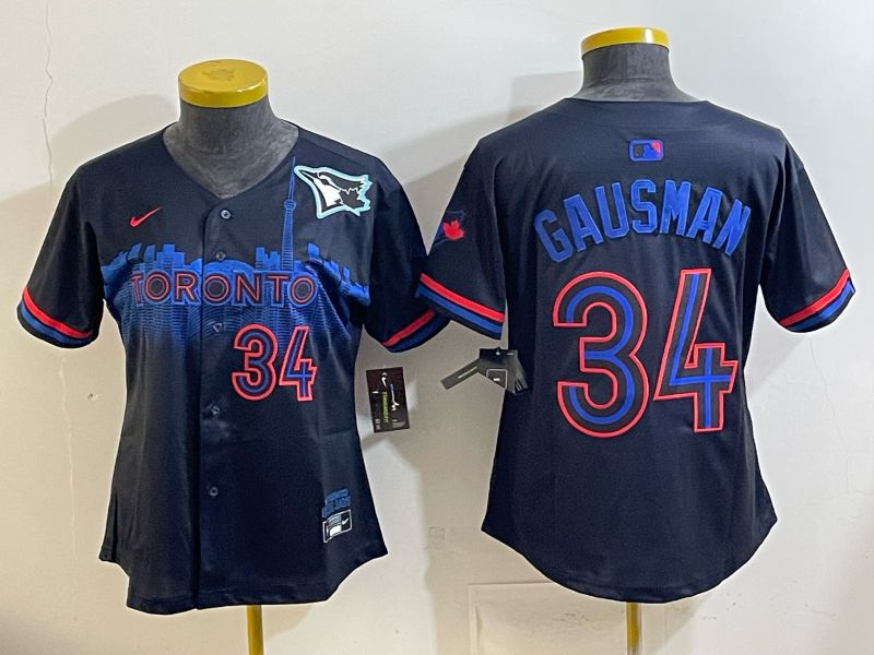 Women 2025 Nike Toronto Blue Jays #34 Gausman Blue Game MLB Jersey 09